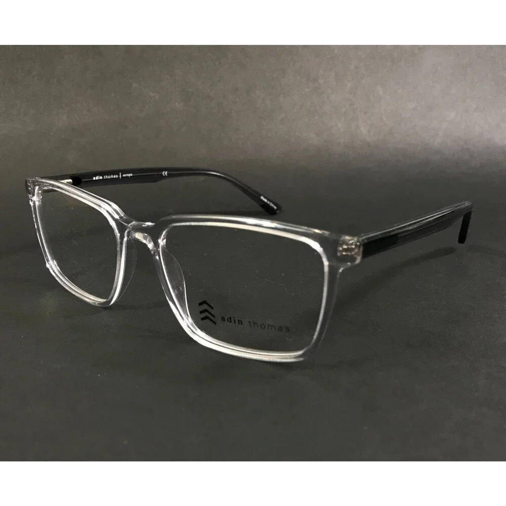 Adin Thomas Eyeglasses Frames AT-514 C2 Clear Black Rectangle Full Rim 55-17-148
